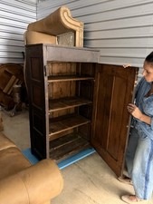 Antique Rustic Pine Two-Door Cupboard / Wardrobe with Plank Doors — listing 2