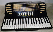 Vintage Red Pearloid Piano Accordion with Hard Case and Straps