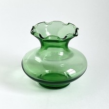 Green Glass Footed Bud Vase with Swung Pinched Rim — listing 6