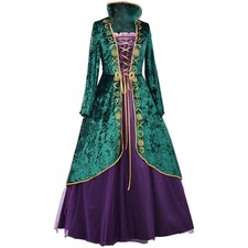 Women's Gothic Witch/Sorceress Halloween Costume Dress with High Collar and Bell Sleeves — listing 2