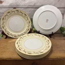 Vintage Gold Wheat Pattern Dinner Plates with Gilt Rim (Stack of Cream Ivory China) — listing 3