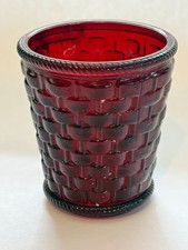 Clear Pressed Glass Small Bowl / Votive Candle Holder with Embossed Scroll Band — listing 5