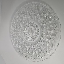 Pressed Glass Round Serving Platter with Fan-Scalloped Rim and Diamond-Point Pattern — listing 4
