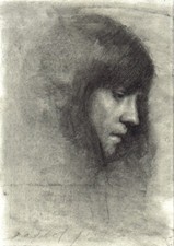 Original Charcoal Portrait of a Young Boy in Plaid Shirt, Signed 'David Hunt' — listing 6