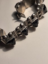 Vintage Mexican Aztec/Mayan Panel Link Bracelet, Two-Tone Silver and Copper, Maker Unknown