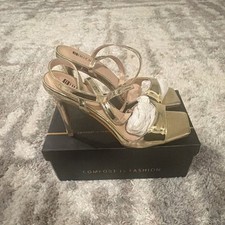 Metallic Gold Strappy High-Heel Slingback Sandals — listing 5