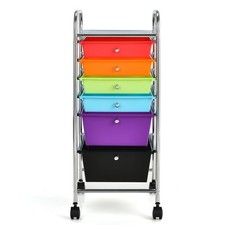 8-Drawer Rolling Storage Cart with Chrome Frame and Ombré Gray Plastic Drawers — listing 6