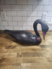 Carved Wooden Swan Decoy with Crackle-Painted Finish — listing 5