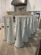 Vintage Milk Glass Bud Vase with Quilted Diamond and Beaded Pattern — listing 4