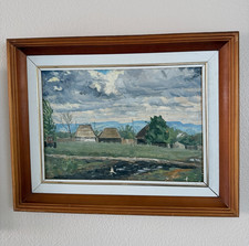 Original Oil Painting Two Figures Fishing in Boat 'Peace Like a River' Isaiah 48:18 — listing 3