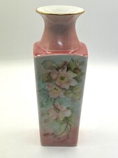 Antique Hand-Painted Porcelain Vase with Pink Rose and Gold Band — listing 6