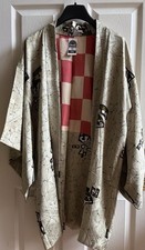 Japanese Short Kimono Jacket in Navy Fine Wool (Hanten / Haori Style)