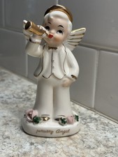 Sleeping Angel Boy Figurine with Teddy Bear on Cloud — listing 2