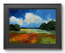 Original Autumn Landscape Oil Painting on Grumbacher Canvas Panel, Signed Hartman