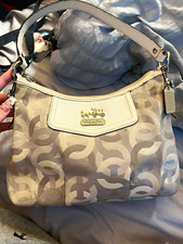 Coach Op Art Signature Sateen Drawstring Shoulder Bag in Black/Grey — listing 5