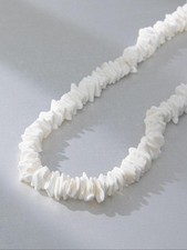 Square Shell Chip Surfer Necklace, Brown Natural Tones, 17 in