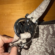 Snakeskin-Embossed Python Print Tote Handbag (Michael Kors branded — authenticity questionable)