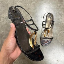 Stuart Weitzman Tortoiseshell Patent Leather Pointed-Toe Stiletto Pumps, Size 9M