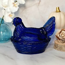 Vintage Frosted Glass Hen on Nest Covered Candy Dish, 7in — listing 5