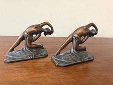 Pair of Bronze Erotic Nude Figural Bookends on Marble Bases — listing 4