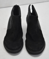 Black Leather Pointed-Toe Ankle Boots with Croc-Embossed Shaft and Stiletto Heel — listing 2