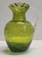 Green Glass Footed Bud Vase with Swung Pinched Rim — listing 2