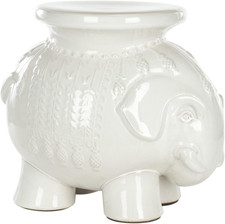 Pair of Vintage Chinese Ceramic Elephant Garden Stools / Plant Stands with Octagonal Tops — listing 6