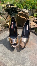 Rose Gold Metallic Flatform Platform Sandals with Ankle Straps, listing 4