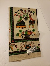 Vintage Printed Linen Kitchen Tea Towel with Red Apples and Apple Blossoms, Mid-Century — listing 5