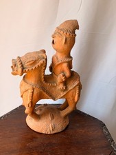 African Terracotta Equestrian Figure, Horse and Rider Group with Beaded Adornment