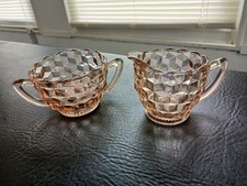 Jeannette Glass Pink Cube (Cubist) Pattern Depression Glass Bowl, 6.5 inch — listing 5