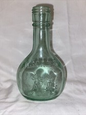 Vintage Almaden Green Glass Wine Bottle with Embossed Barrel & Grapes Motif — listing 5