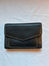 Fossil Tan Leather Flap Clutch Wallet with Key Plate Turnlock