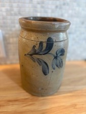 Antique Salt-Glazed Stoneware Crock with Cobalt Blue Number 4 Marking — listing 5
