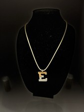 Vintage Rectangular Initial 'R' Charm Pendant with Amber Glass and Textured Back — listing 5