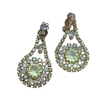Vintage Rhinestone Floral Spray Clip-On Earrings — listing 4