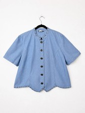 Vintage Stonebridge Denim Button-Up Shirt with Mother-of-Pearl Button Embellished Collar — listing 5