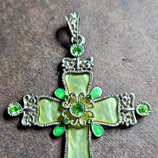 Vintage Sterling-Style Filigree Cross Pendant with Scroll Terminals — listing 4