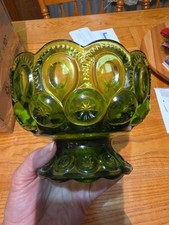 L.E. Smith Amberina Moon and Stars Small Footed Compote / Candy Dish (Heritage line, ~4.5")