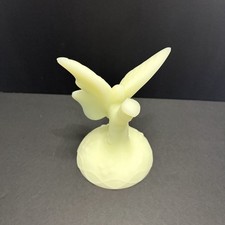 Vintage Custard Uranium Glass Footed Rose Bowl with Scalloped Rim — listing 6