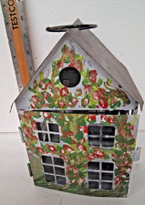 Galvanized Metal Pyramid-Roof Birdhouse / Bird Feeder in Wire Basket Frame — listing 2