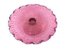 Pink Depression Glass Footed Cake Stand with Laurel Leaf Border — listing 2