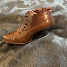 Antique Cast Bronze Figural Victorian High Button Boot Pincushion