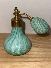Vintage Swirl-Glass Perfume Bottle with Gold Collar, Frosted Stopper and Gold Cap — listing 3