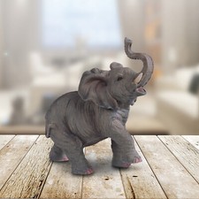 Decorative Resin Elephant Figurine with Blanket, Trunk-Up Good Luck Statue — listing 4