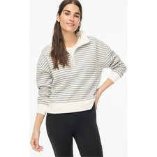 J.Crew Camel & Black Striped Full-Zip Hooded Sweater Jacket, Size M