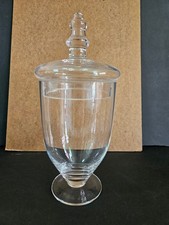 Clear Glass Footed Apothecary Candy Jar with Pointed Finial Lid