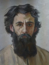 Oil Portrait of Bearded Elderly Man in Gilt Frame, Signed — listing 5