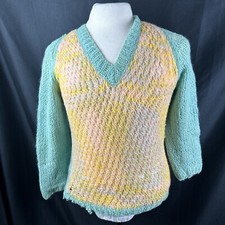 Vintage 1950s-60s British Vogue Full Fashioned Green Angora Blend Collared Sweater — listing 2