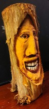 Hand-Carved Wood Spirit Face Sculpture in Natural Driftwood/Burl, Signed L. Holloway 2007 — listing 2
